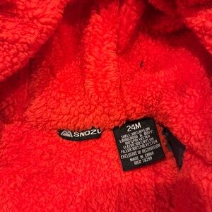Snozu Puffer One Piece Cozy Fleece Winter Coat, Black Gray Red, 24 Month